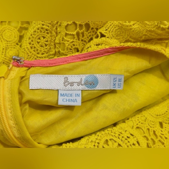 Boden Sleeveless Yellow Crochet A-Line Sheath Dress Size 8 - Picture 9 of 12
